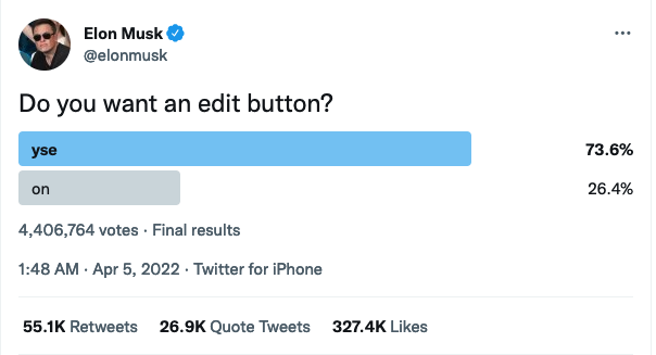 Elon Musk Twitter poll